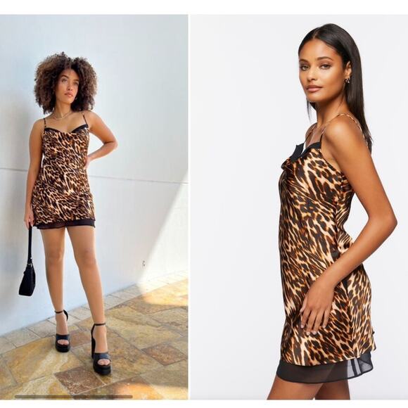 Forever 21 Leopard Print Satin Slip Dress, Large - Picture 11 of 11
